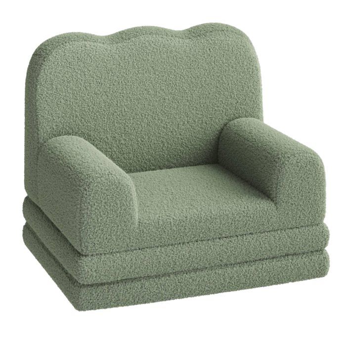 Canapé pour enfants– 2-en-1 Canapé et Lounger Sherpa Ultra-Doux Pliable
