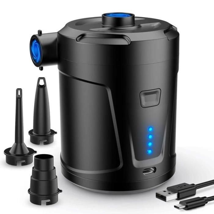 Pompe à air électrique portable - 5200 mAh - 15 W - 300 L/min - Sans fil - 4500 psi - Équipée de 3 embouts