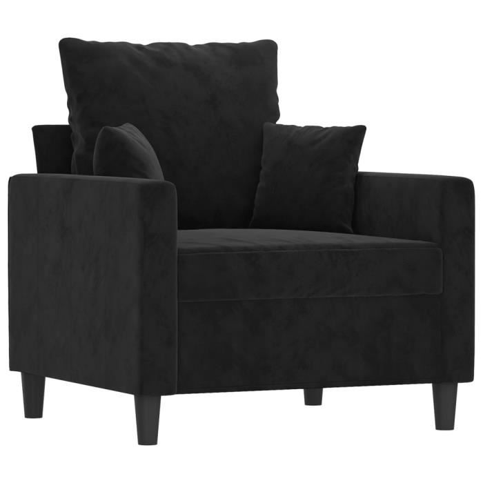 Fauteuil - ASHATA - Noir - Velours 100% Polyester - 1 Place - Design Contemporain
