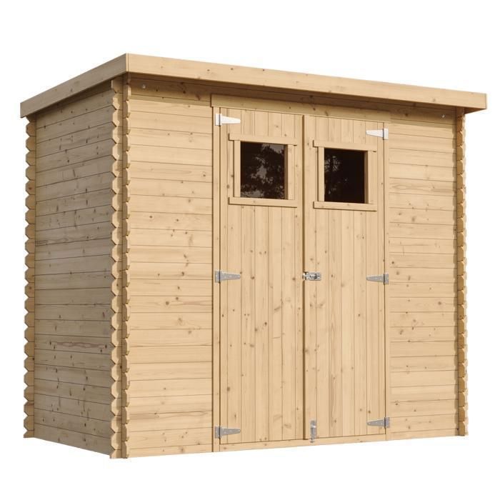 Abri de jardin en bois 2.63 m² - Ep. 19 mm - 239x142 cm - AVEC SOL TRAITÉ - Timbela M310+M310G