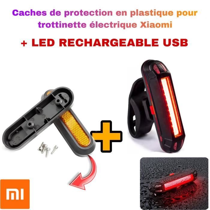 caches de protections arrière latérales ORANGE pour trottinette électrique Xiaomi M365 PRO 1S ESSENTIAL SCOOTER3 + LED USB ROUGE