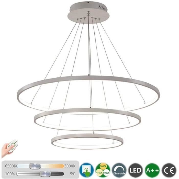 Plafonnier LED Hofstein - Suspension Grise/transparente - Salon, Salle à Manger - Moderne