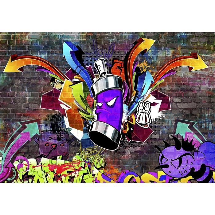 Papier Peint 3D Autocollant Amovible Graffiti Design Luna - Motif Coloré, Pose Facile - Neuf Sous Emballage