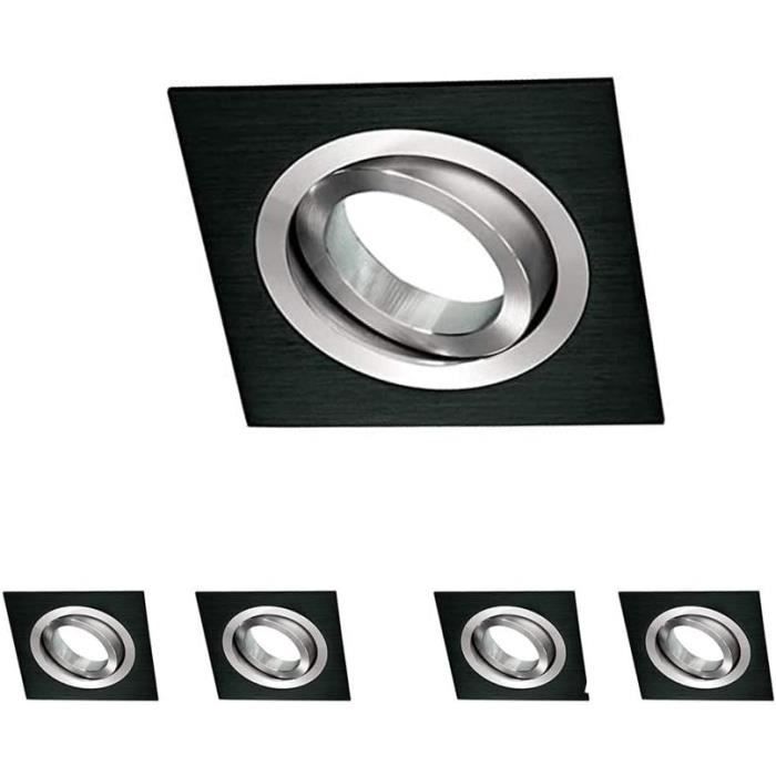 Spot Encastré LED Blanc Carré 1,2 Watts Blanc Froid 230V GU10 - Lampe Aluminium Pivotante Encastrée - 75-85mm Trou De Forage 92x92mm Encastré - Spots Plafonds - Spots