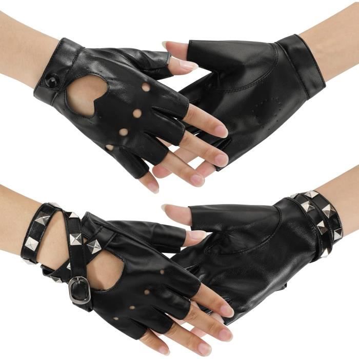 Gants Halloween Punk Gothique Demi-Gants Déchirés - Unisexe - Taille ~23x10 Cm - Pour Cosplay, Fête, Carnaval - 6
