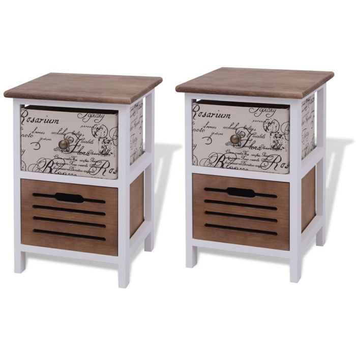 Table de nuit chevet commode armoire meuble chambre 2 pcs en bois 1402046 Table de nuit chevet commode armoire meuble chambre 2 pcs en bois 1402046