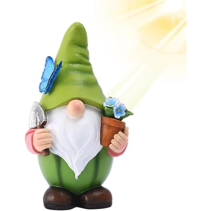 Nain De Jardin Décoratif D'Extérieur - Nain De Jardin Assis Sur Des Champignons - Statue Peinte