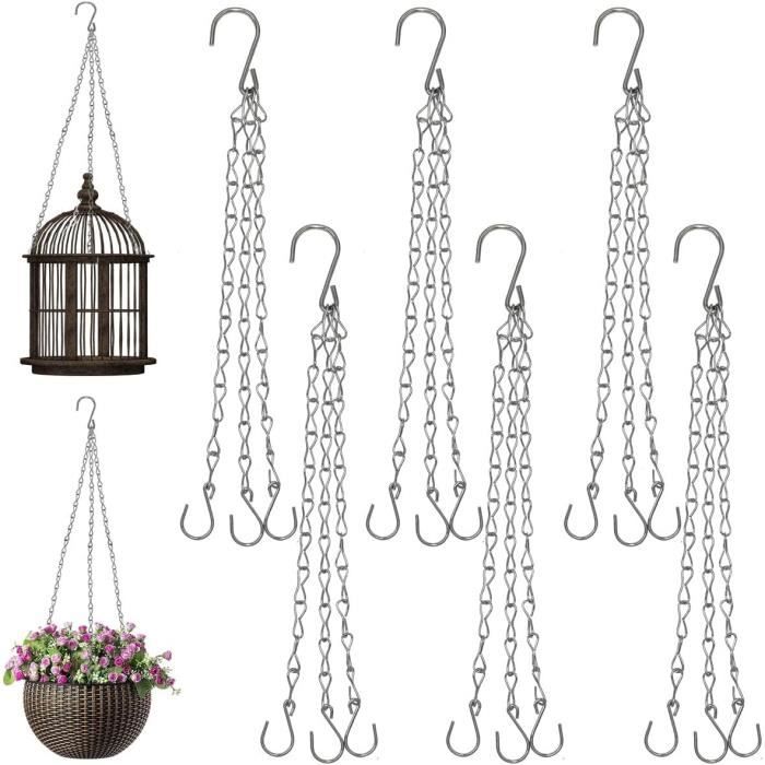 12 Pièces Chaîne Suspension Métal 25cm - Chaînette Pour Panier Fleur Pot Suspendu Argent