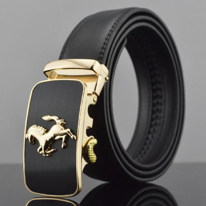 Ceinture en cuir de vachette Jaguar Noir Classique Boucle automatique pour homme Noir Cdiscount Pret a Porter