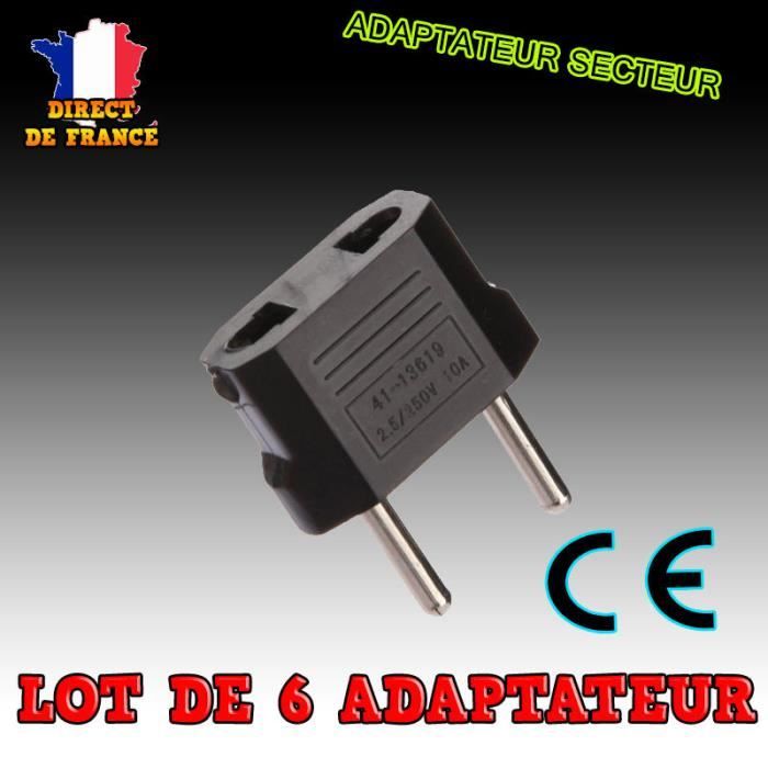 Adaptateur De Voyage HeyNana - Prise US/Chine Vers Europe (2 Broches Plates Vers Rondes) - Noir