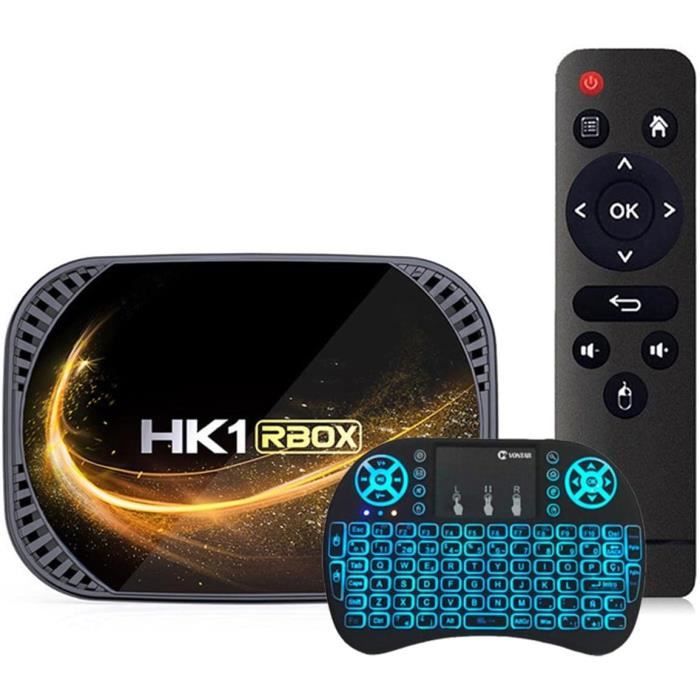 Boîtier TV Android 12 - 4 Go RAM, 128 Go ROM, 4K UHD, Wi-Fi Double Bande, Bluetooth 4.2, Avec Télécommande Souris Air Et Mini-Clavier - 12
