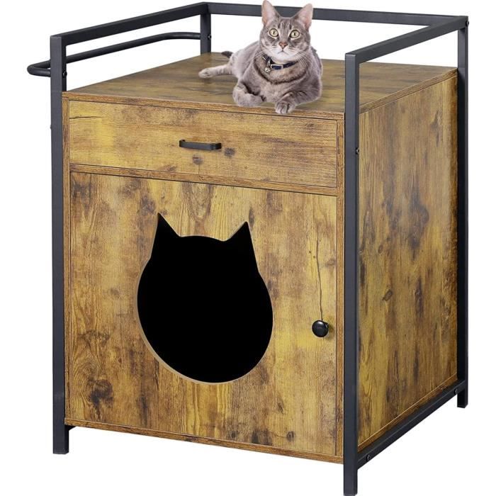 Maison Pour Chat Enceinte De Litiere Pour Chat Avec Tiroir De Rangement Meubles De Plateau A Litiere Cache Toilettes Pour L153 Cdiscount