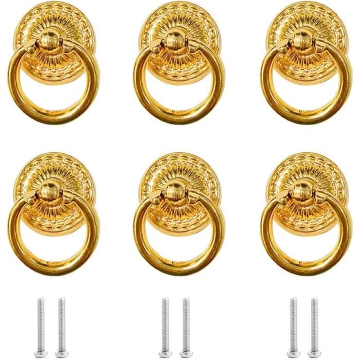 6 Poignées Tiroir Anneau Vintage Bronze – Uxcell – 52x43x13mm