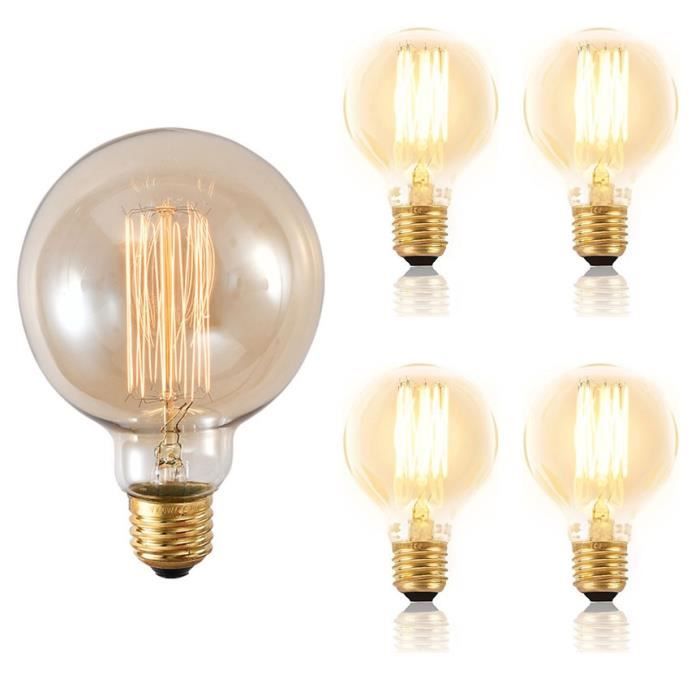 SAMSUNG 5 pièces Ampoules de tungstène Vintage E26, G95 40W, Rétro