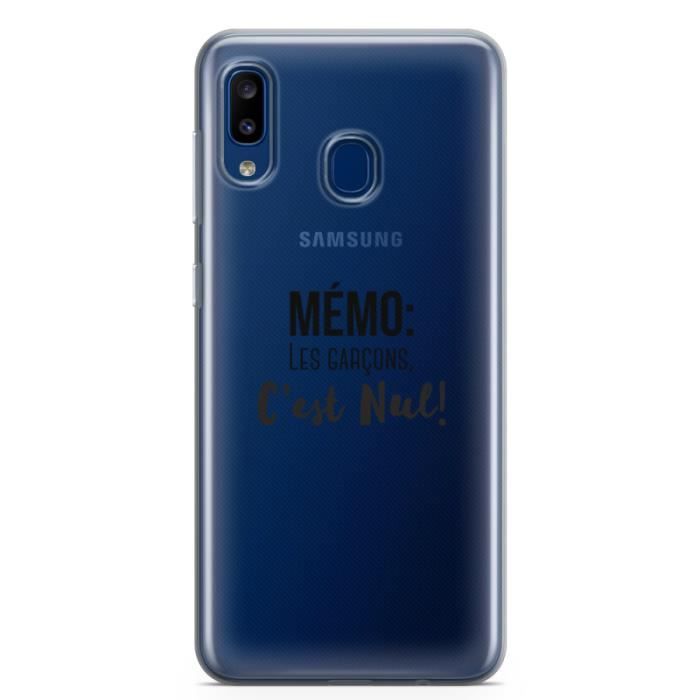 عاشقة Coque Samsung A20E Memo : Les garçons c'est nul - Noir - Cdiscount ...