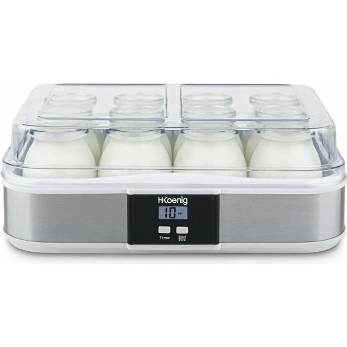 Yaourtière H.KOENIG ELY120+YPO12 – 12 Pots en Verre, 215 W, Programmable 15h
