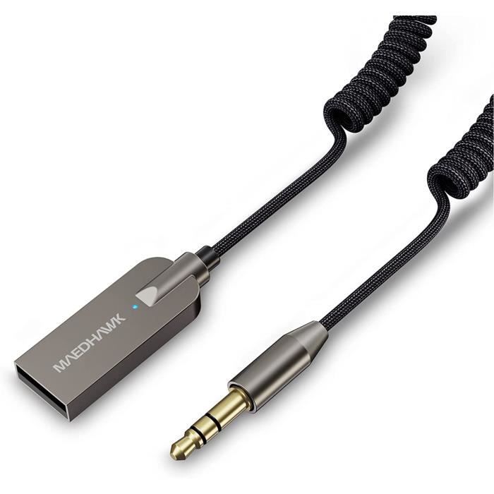 Recepteur Bluetooth Voiture, Adaptateur Bluetooth 5.3 Jack, Récepteur Bluetooth Appels Mains Libres, Double Connexion