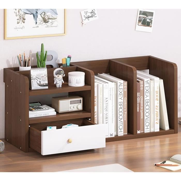 Bibliothèque De Bureau Hggzeg Avec Tiroir - Étagère Organisateur 36.6x19.8x14.2cm - Blanc - Rangement Fournitures