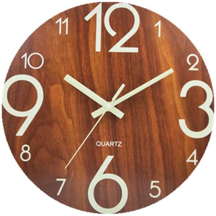 Horloge Murale Silencieuse 8 Pouces (20 Cm) - Grands Chiffres Faciles à Lire, Mouvement Quartz, Pile AA, Couleur Orange, Pour Cuisine/chambre/bureau