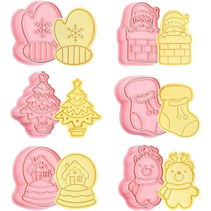 Lot De 24 Emporte-pièces Noël Animaux - Moules à Biscuits 3D Plastique Pour Fondant, Gâteaux, Cookies