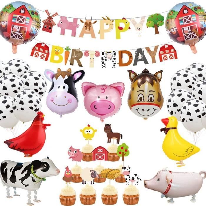 29 Pcs Ferme Animaux Anniversaire Decoration Ferme Animaux Anniversaire Bannieres Ferme Animaux Partie Fournitures Vache Ballons Cdiscount Maison