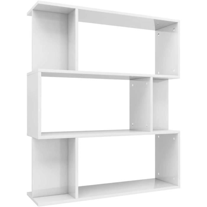 Rangement Salon Chambre Bureau Blanc, Asymmetrical Snaking Bookcase White Gloss And Clear