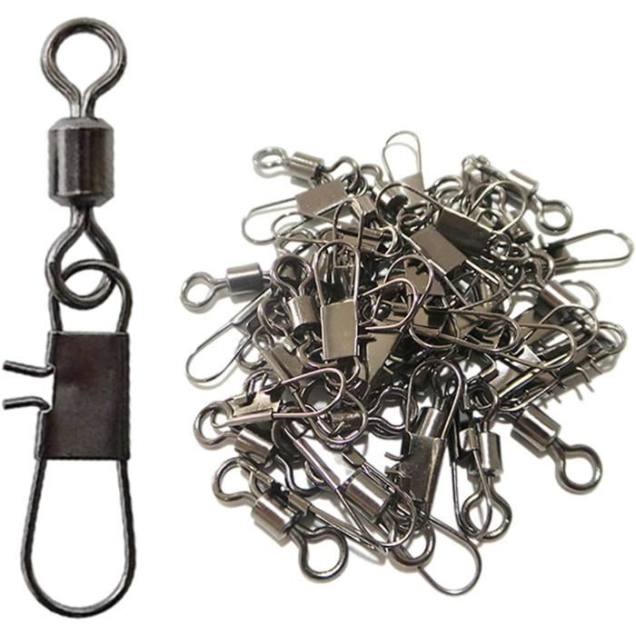 Antirouille Pêche Résistant Roulement à Bille Émerillons Baril avec Clips Snaps 