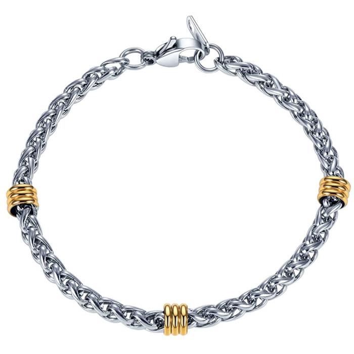 Bracelet Homme En Acier Inoxydable 316L - Style Corde Torsadée, 6mm De Large, 21cm, Couleur Argent, Boîte Cadeau - 8