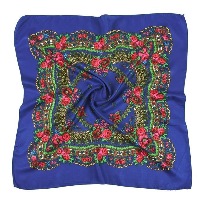 Petit Foulard Bandana Coton Rouge - Motifs Fer à Cheval - Vintage - Cadeau Femme FO405