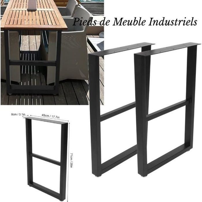 style industriel bricolage pour tables à café Lot de 2 pieds de table en fer forgé Pieds en métal pour plan de travail tables de séjour S