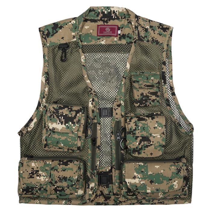 Gilet De Pêche HUIOP Multi-Poches - Tissu Respirant à Séchage Rapide | Pour Photographie Et Plein Air