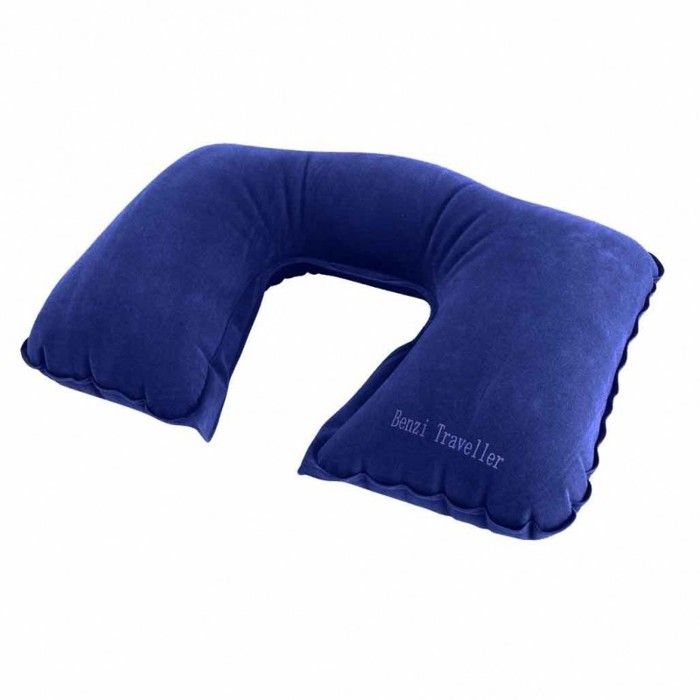 Oreiller De Voyage Gonflable – Forme U – Coussin Pour Cou, Tête, Dos – Bleu – Neuf