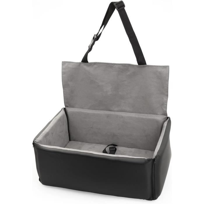 Meilleurs prix pour Siège auto pour chien, siège auto pour chat, siège de transport, noir et gris, XL 80 x 60 x 25 cm, cuir artificiel, imitation daim