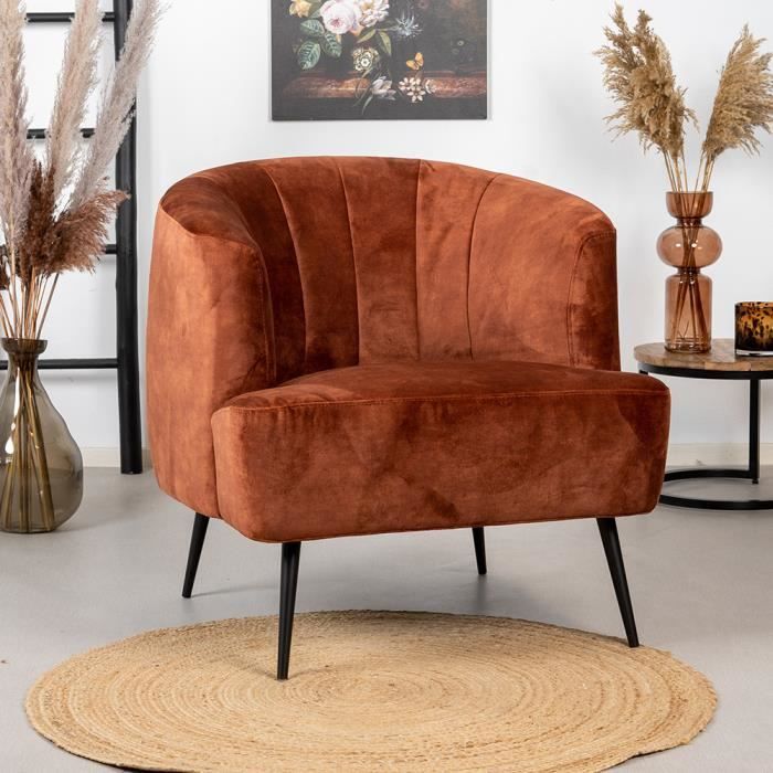 Fauteuil industriel cuivre extra confort - Bronx71 - Billy - Tissu - 1 place - Marron Jaune Rouge