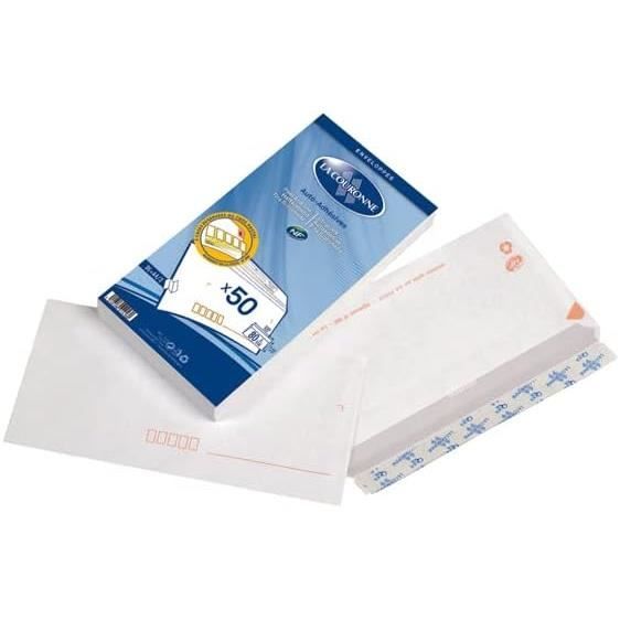 50 Enveloppes Blanches Auto-adhésives Format DL (110x220 Mm) - Parfait Pour Envois Pro Ou Perso