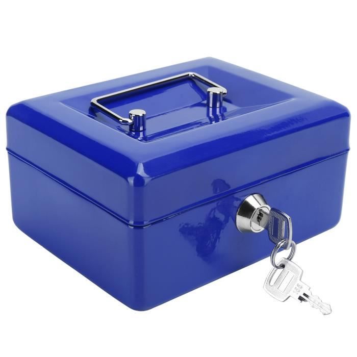 Fdit Caisse Mini coffre-fort portable de sécurité verrouillable de 6 pouces avec  serrure à clé pour le bureau à domicile (bleu) - Cdiscount Bricolage