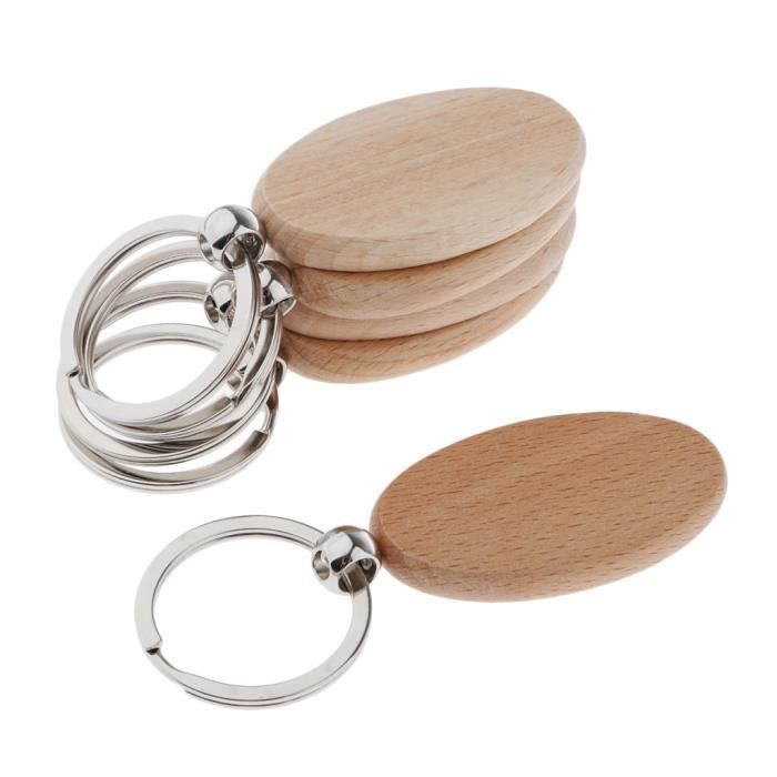 Porte clé personnalisé famille en bois - Porte clés bois et cuir