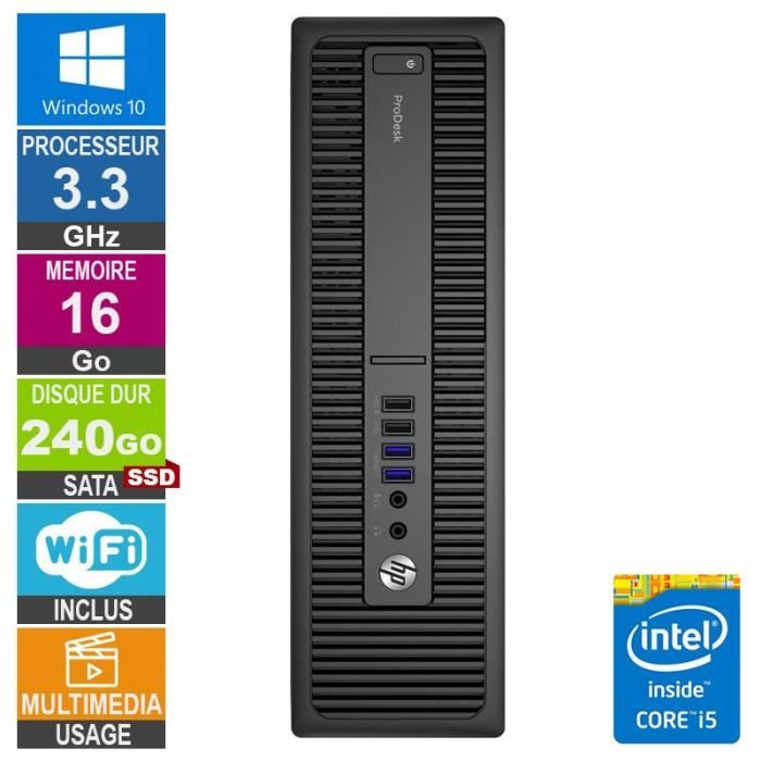 PC HP ProDesk 600 G2 SFF i5-6400 3.30GHz 16Go/240Go SSD Wifi W10 Reconditionné -  reconditionné disponible sur Cdiscount Seconde Vie