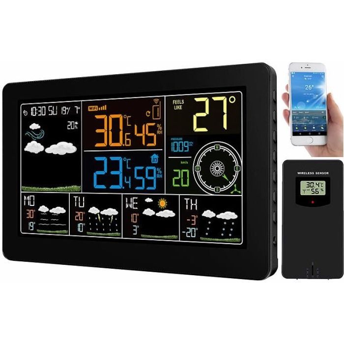 Station météo professionnelle d’extérieur avec écran XXL FWS-1000