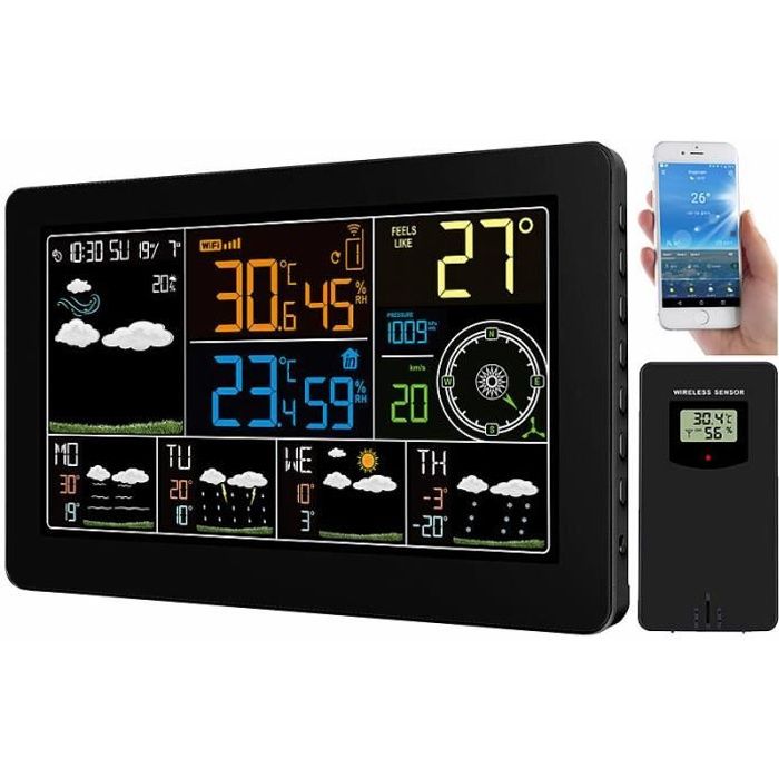 Station météo radio-pilotée FWS-170 avec baromètre et capteur extérieur [infactory Station météo radio-pilotée FWS-170 avec baromètre et capteur extérieur [infactory