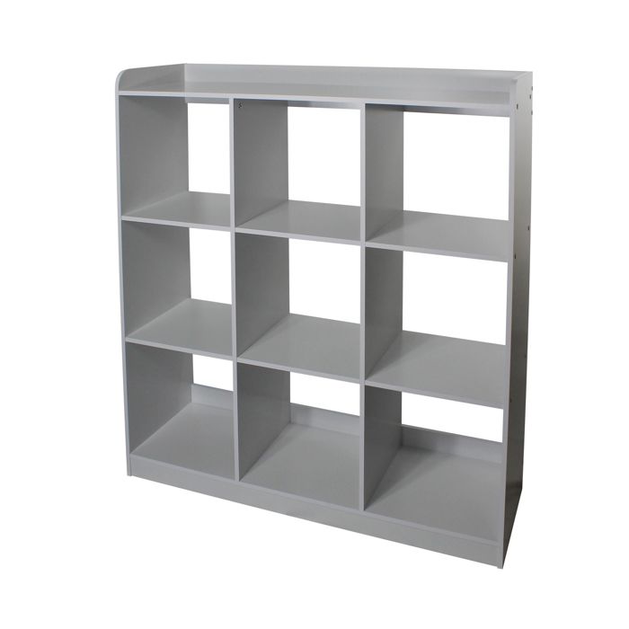 Iris Ohyama Meuble enfant Bibliothèque à Livres Organiseur de Jouets 9 compartiments KCX-9 Gris L103.8 x P35 x H115 cm