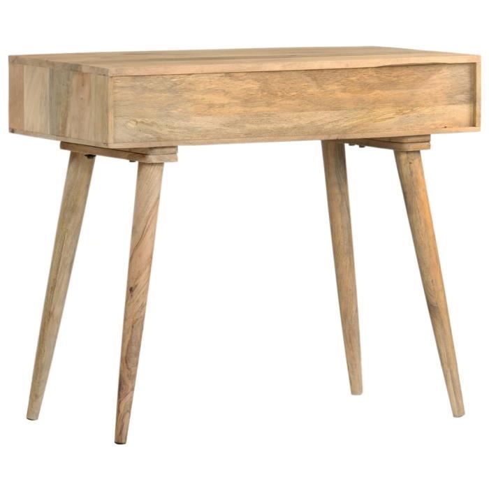 table console en bois de manguier massif kimiss - style campagne - avec tiroir et compartiment ouvert