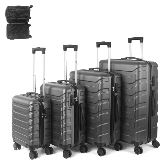 SET DE VALISES rigides 4 pièces avec pèse-bagages et poignée
