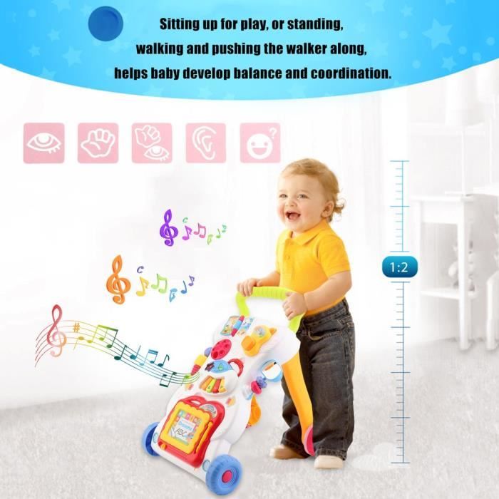 Trotteur pour apprendre à marcher avec musique et activités d'éveil, pour  bébé de 6 mois et plus/Super Trotteur Parlant 2 En 1 Mult - Cdiscount  Puériculture & Eveil bébé