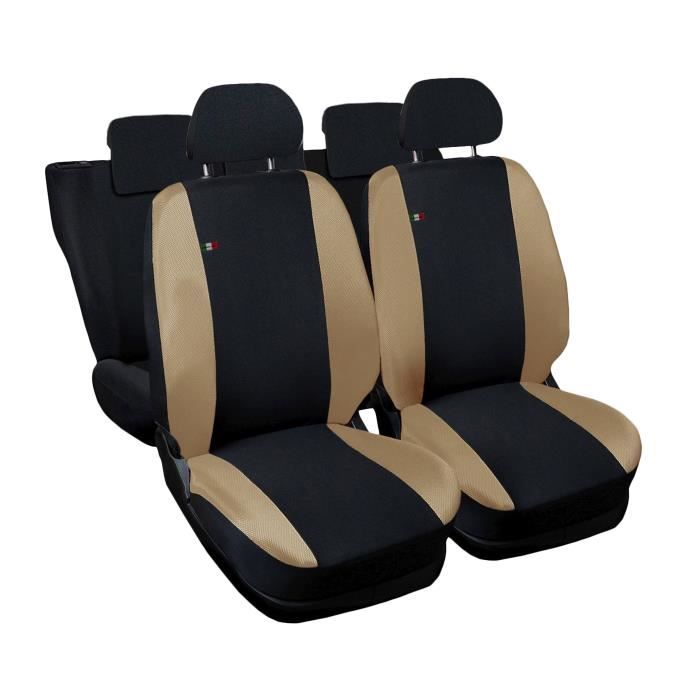 Lupex Shop Housses de siège auto compatibles pour Clio Noir Beige
