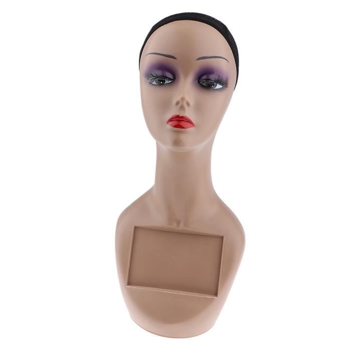 Mannequin de tête en lin : présentoir à perruques, chapeaux et bijoux - France