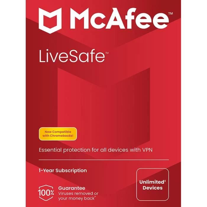 McAfee Livesafe Licence 1 an 10 postes A télécharger à télécharger Cdiscount