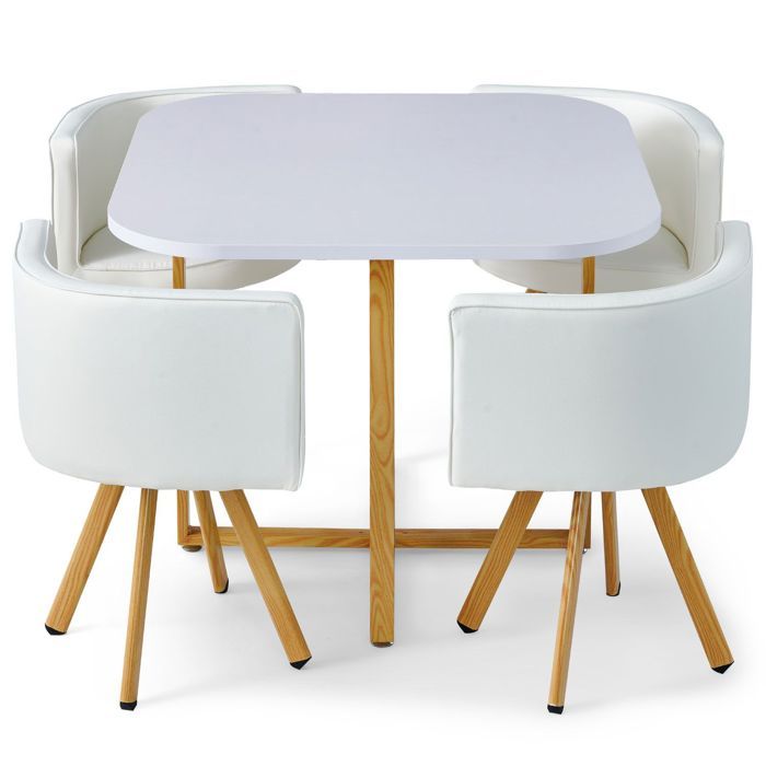 Ensemble Table De Repas & 4 Chaises Design ""norway"" Blanc