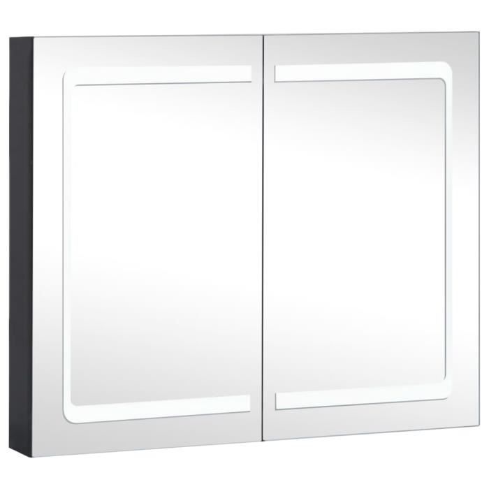 Armoire de salle de bain - MOTHINESSTO - LY4619 - Miroir LED - 80x12 2x68 cm - Anthracite