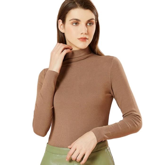 Pull col roulé - Pull femme - Pull chaud - Camel - Taille : M/L